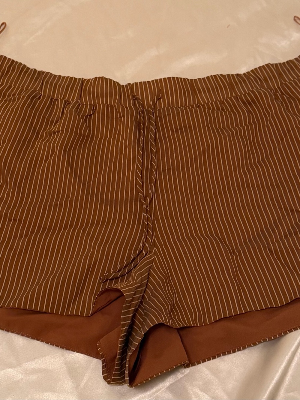 Zara Brown Pinstripe Athletic Shorts